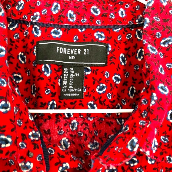 Forever 21 Red Floral Button Down Shirt - Picture 3 of 3